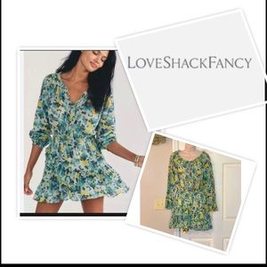 LoveShackFancy floral print popover dress w smocked waist